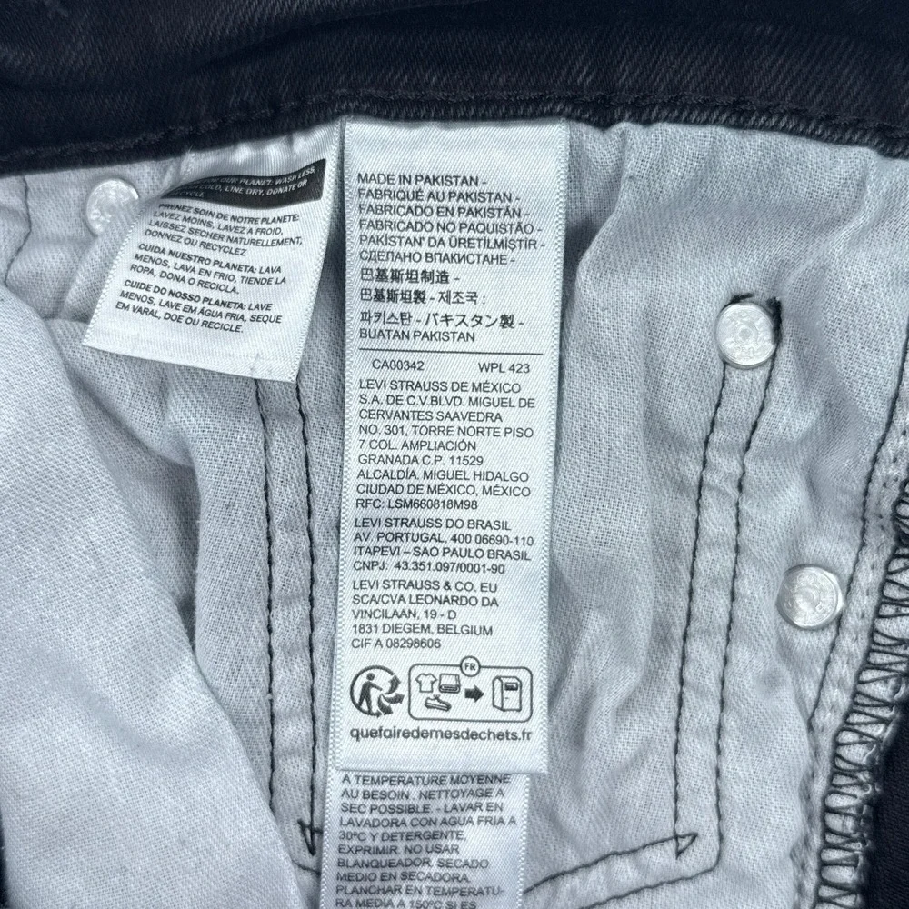 Levis Mens 511 Slim Jeans 32x34 Black Stretch Denim Pants Streetwear Classic